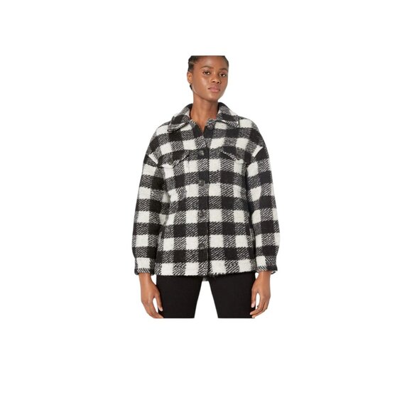 All Saints Fenix Check Jacket Coat Size US 6 Black White Button-Up Wool Blend - Picture 2 of 9